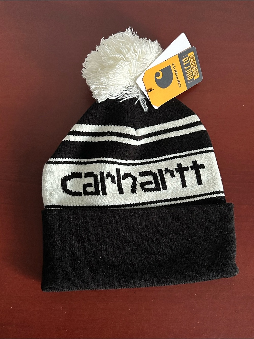 Carhartt Black Knit Beanie with Logo Patch